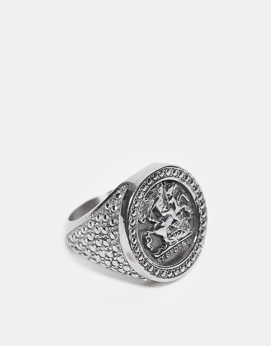 Mens silver pinky signet ring