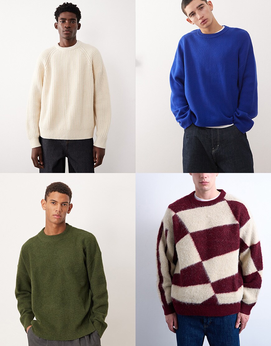 Men wearing colourful knit jumpers | ASOS Style Feed
