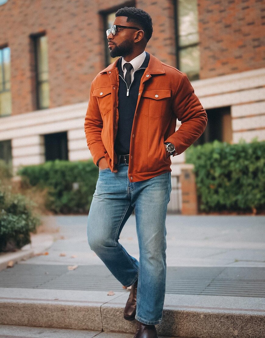 Man wearing quarter-zip jumper and jacket | ASOS Style Feed
