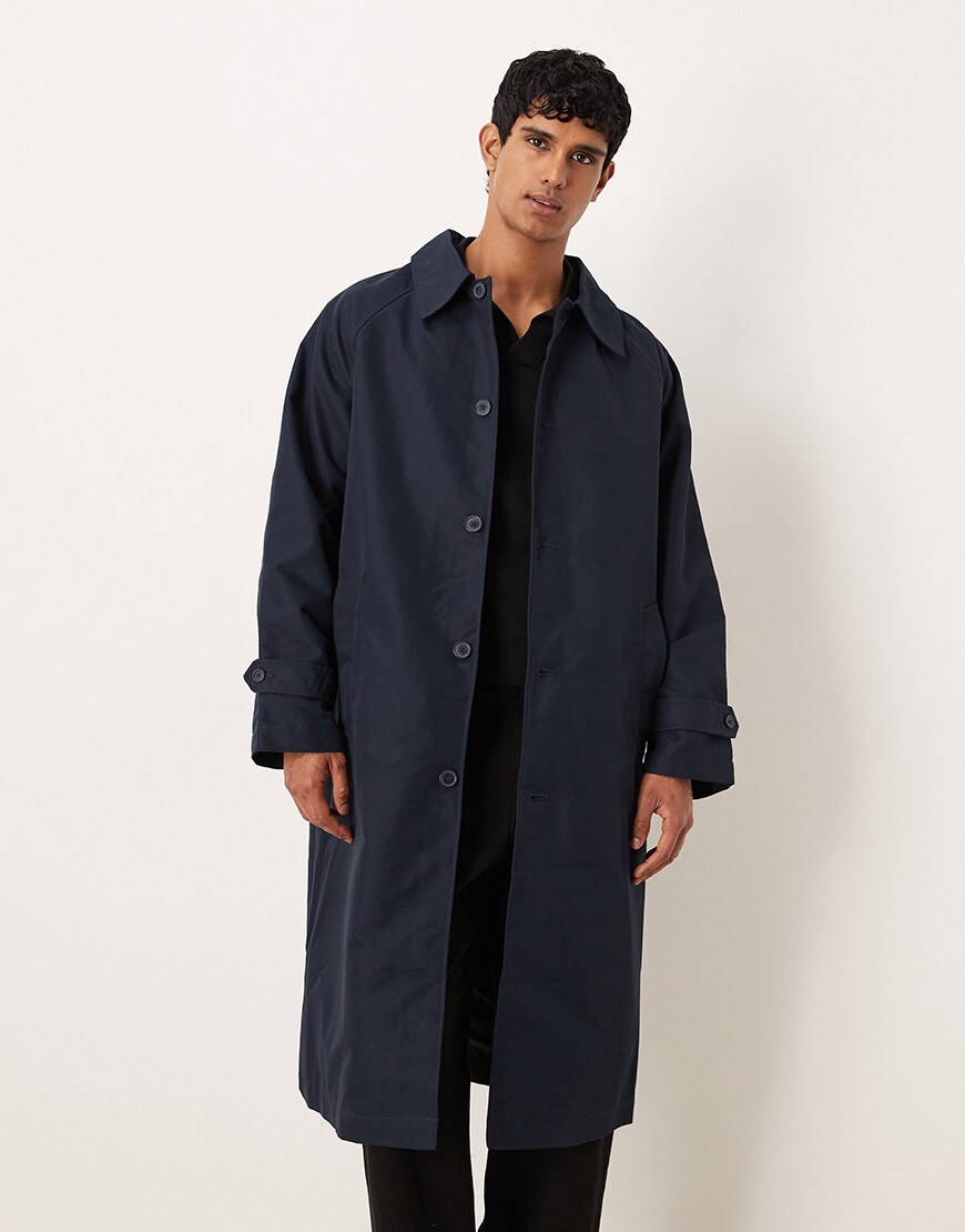 ASOS DESIGN oversized trench coat in navy | ASOS Style Feed