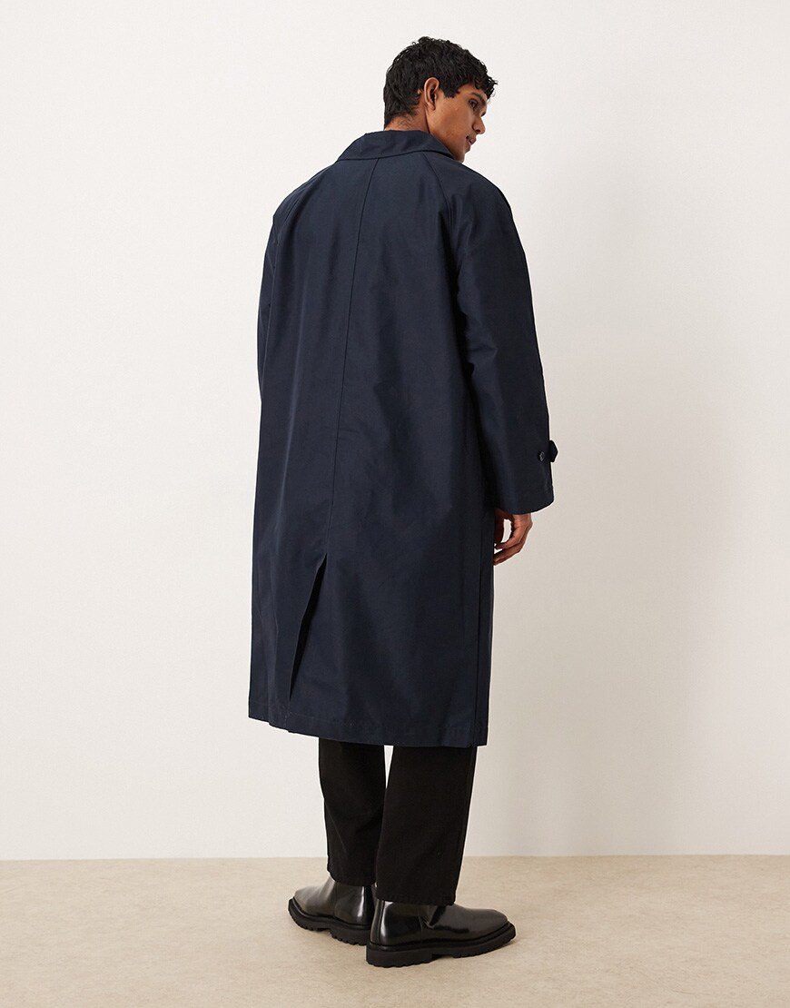 ASOS DESIGN oversized trench coat in navy | ASOS Style Feed