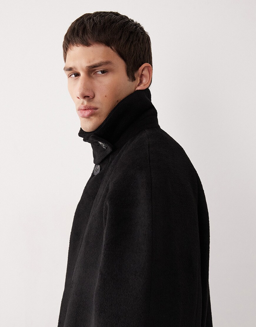 ASOS COLLECTIVE wool blend overcoat in black | ASOS Style Feed