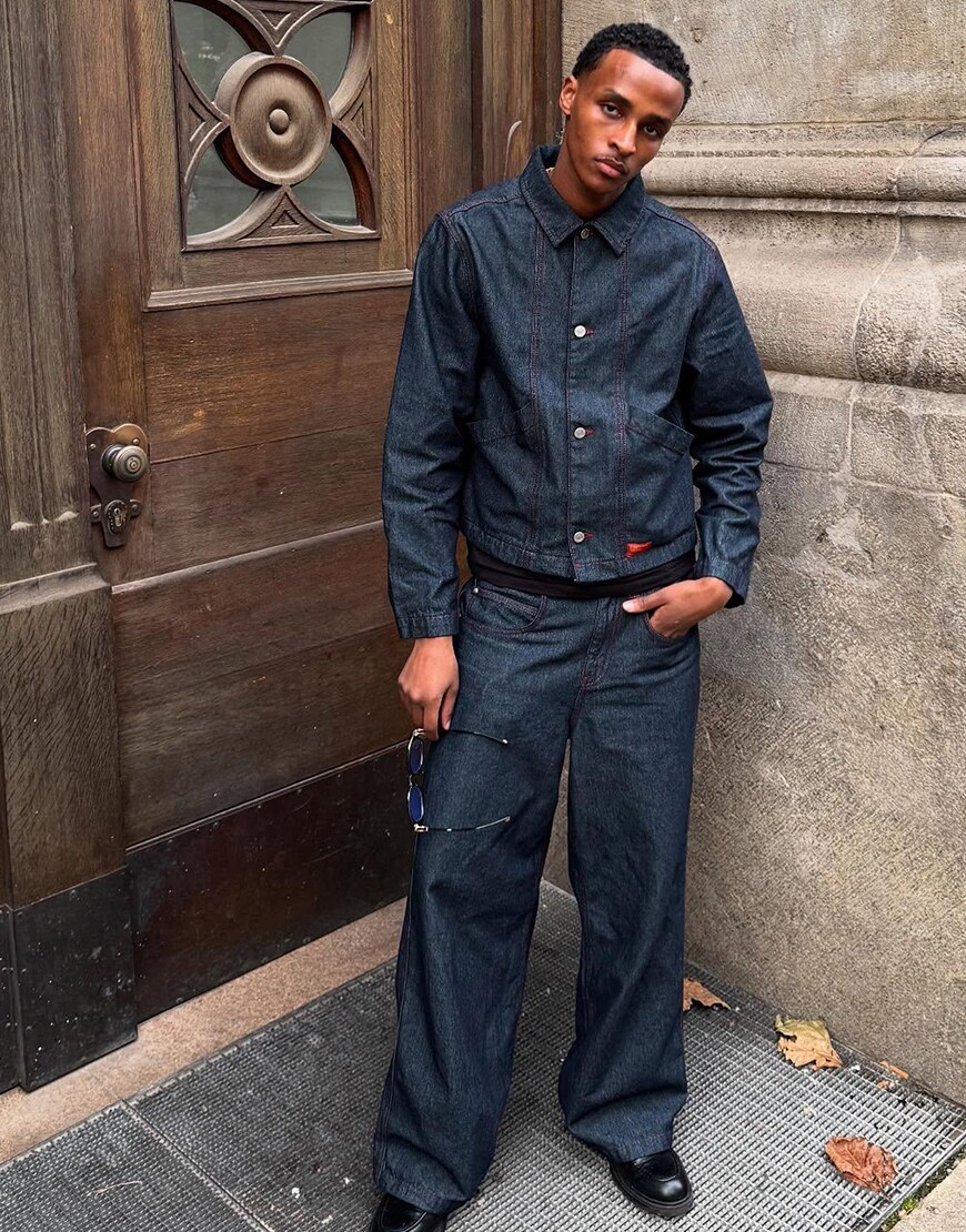 Man wearing a double denim outfit