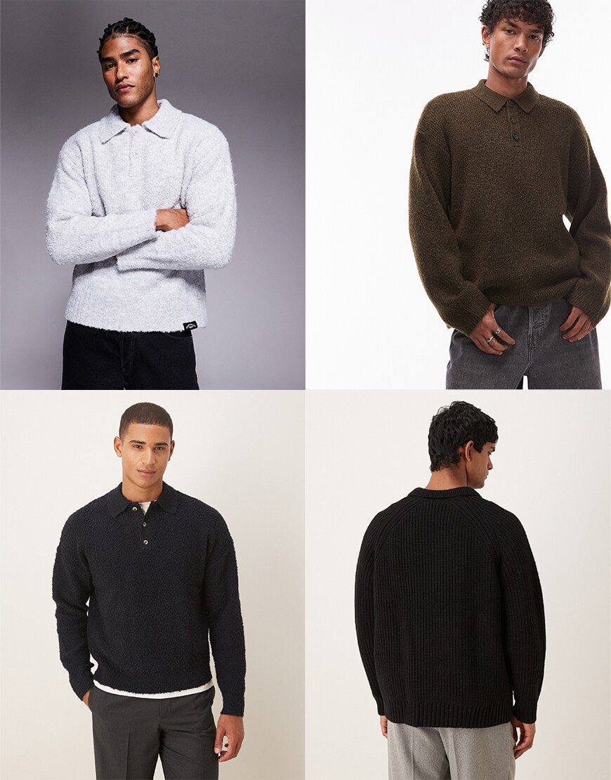 Collage of mens knitted polos