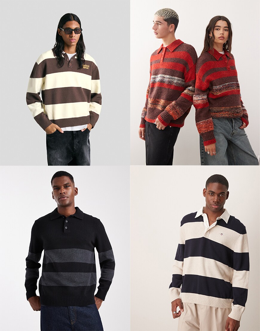 Collage of ASOS mens knitted polos