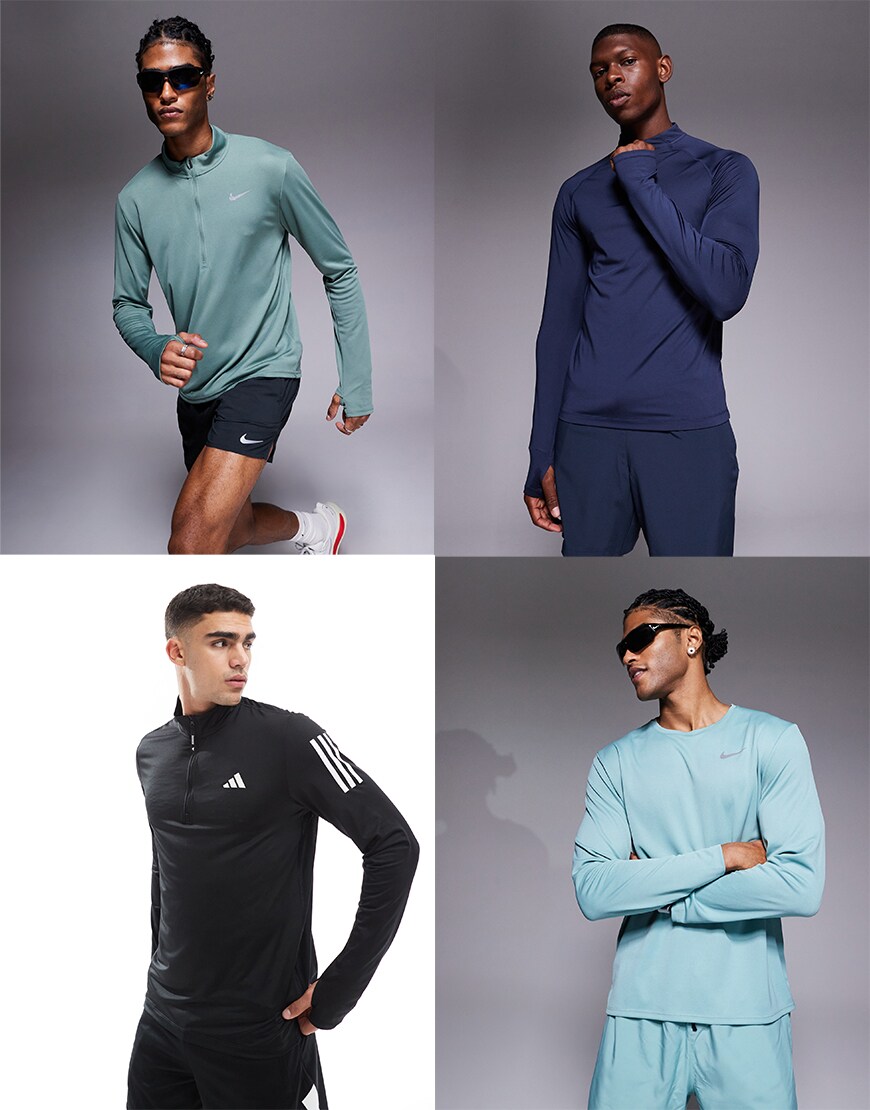 Collage of ASOS mens running tops