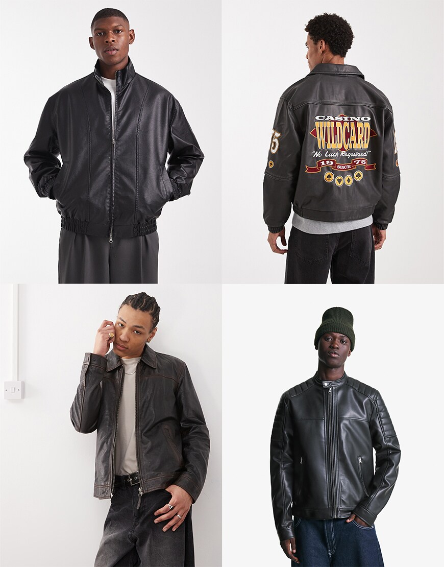 Collage of leather-look jackets