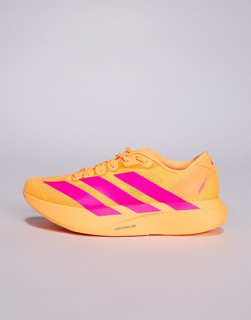 adidas Running Adizero EVO SL trainers in bright orange and pink | ASOS Style Feed
