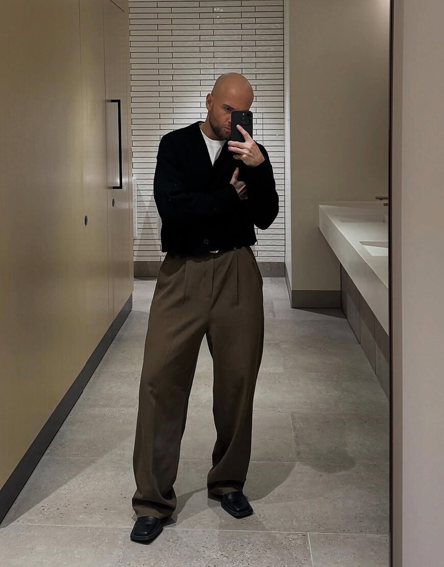 Man wearing tailored trousers and cardigan | ASOS Style Feed