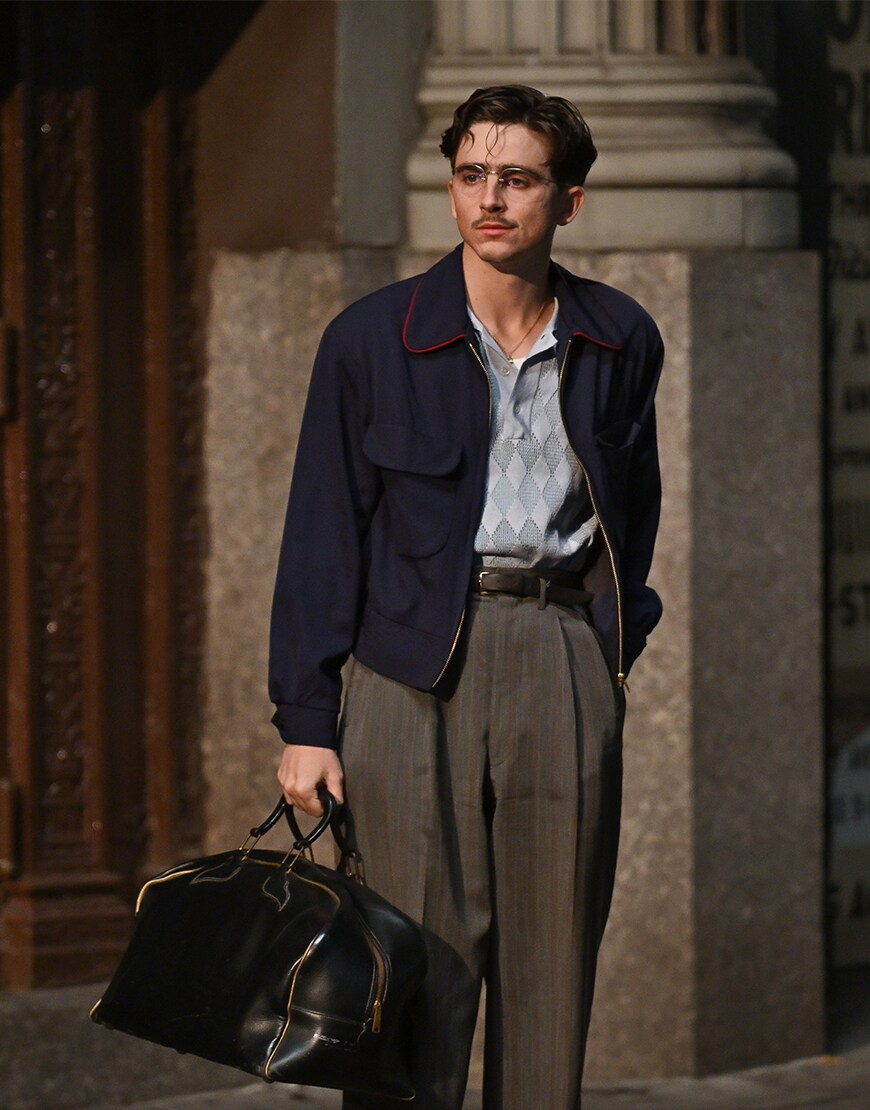 Timothée Chalamet on the set of 'Marty Supreme'