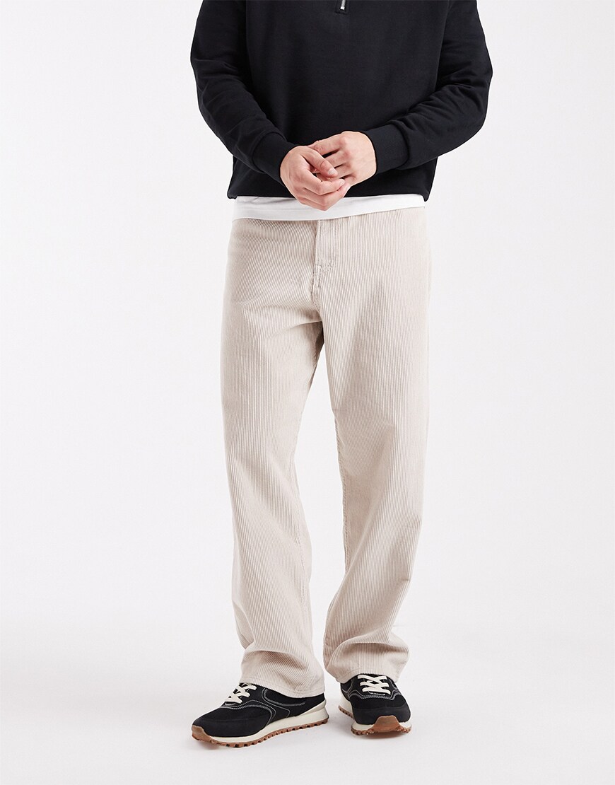 How to style corduroy pants | Man wearing beige corduroy trousers