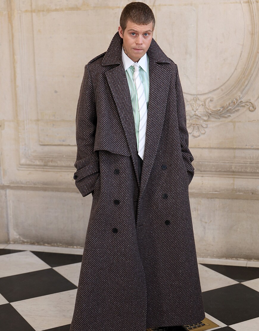 Man wearing oversized houndstooth wool coat | ASOS Style Feed