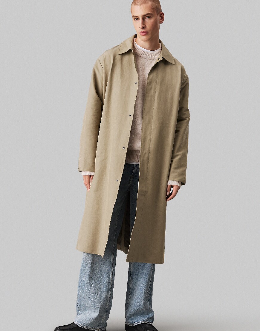 Calvin Klein Jeans Cotton nylon mac coat in nordic dust | ASOS Style Feed