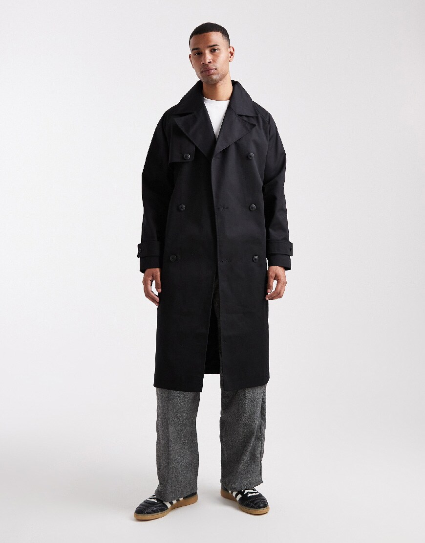 ASOS DESIGN oversized trench coat in black | ASOS Style Feed