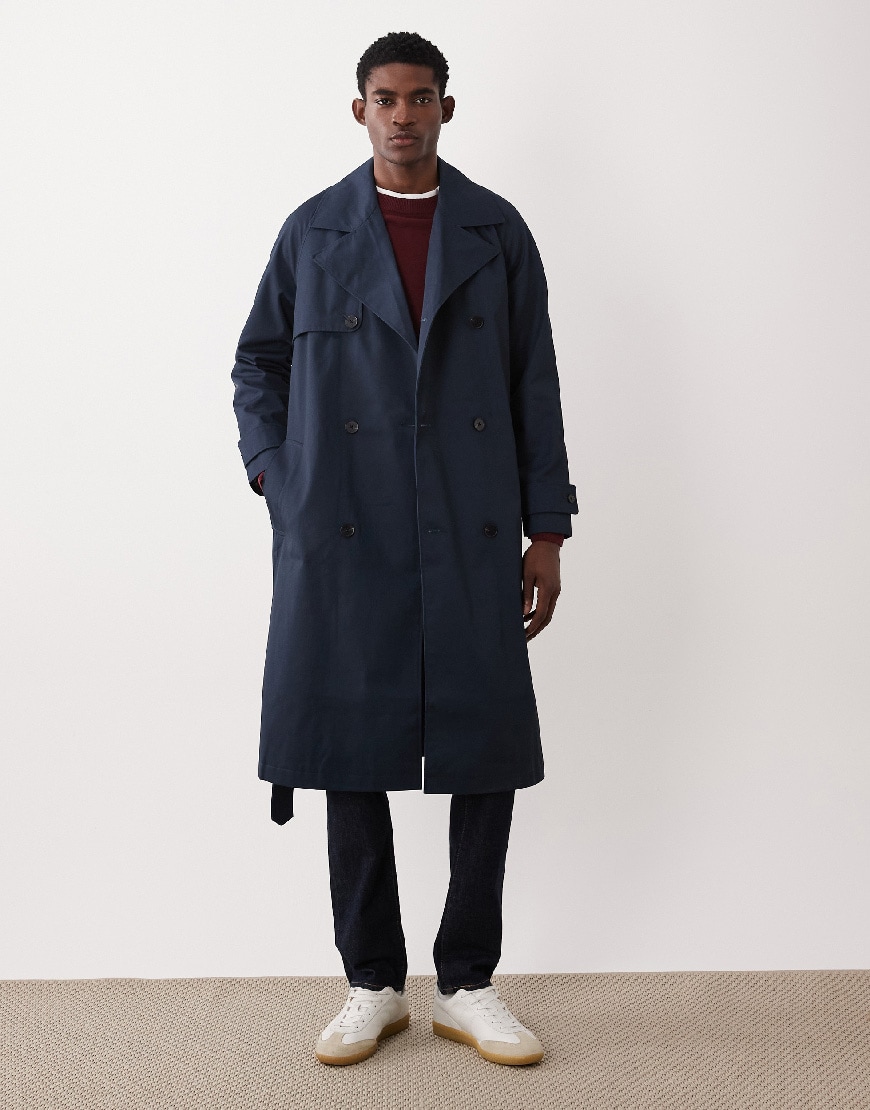 ASOS DESIGN oversized trench coat in navy | ASOS Style Feed