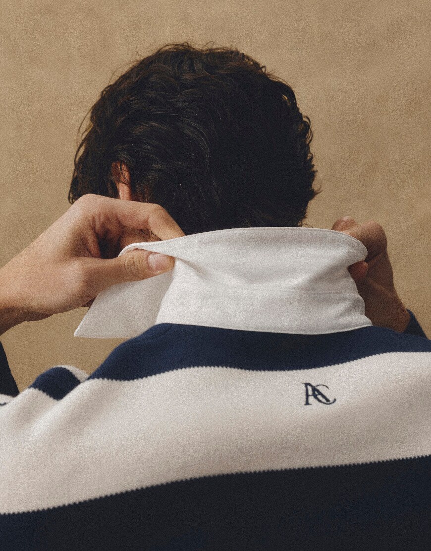 Man wearing ASOS Collective striped rugby shirt | ASOS Style Feed