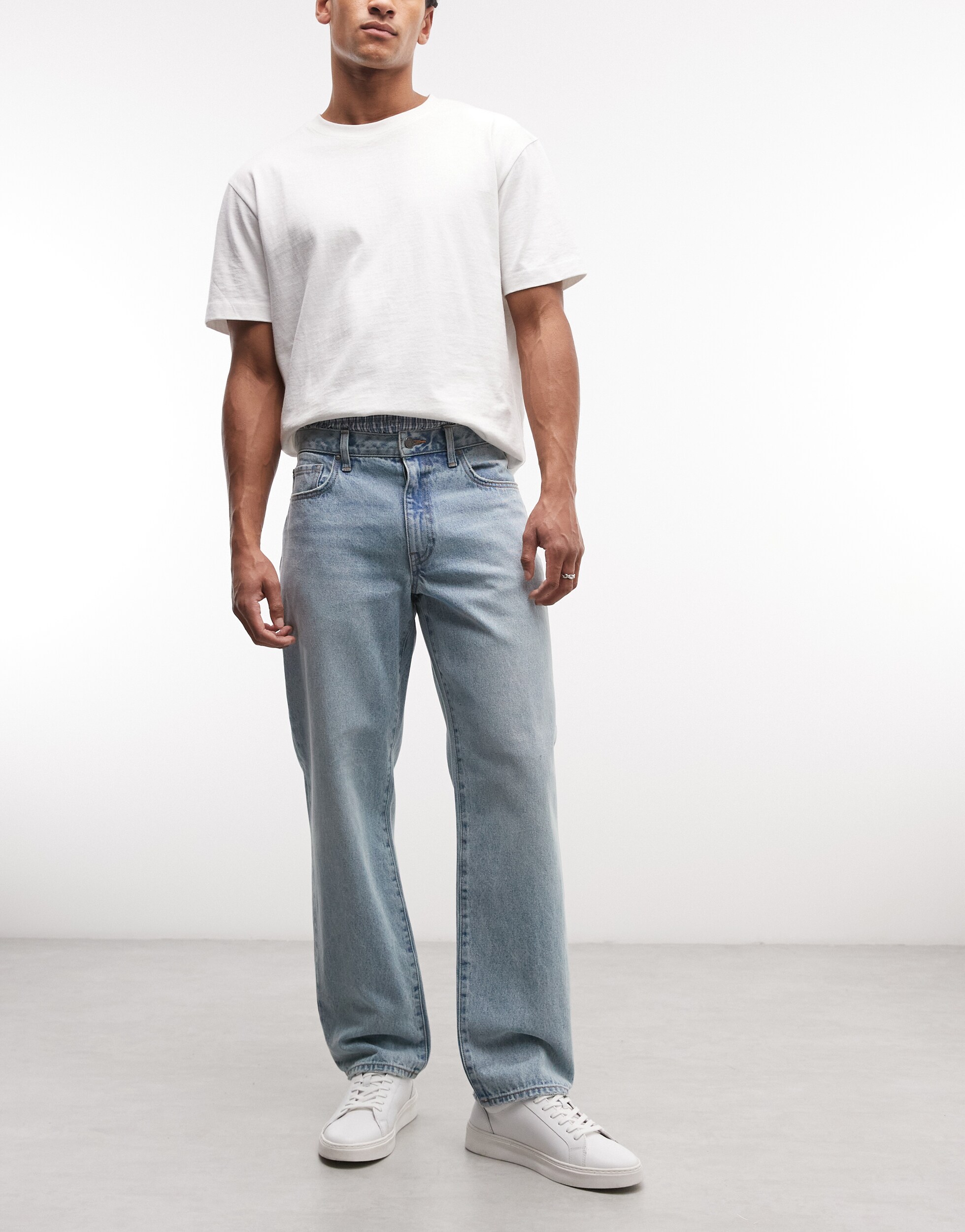 model wearing blue jeans|ASOS Style Feed