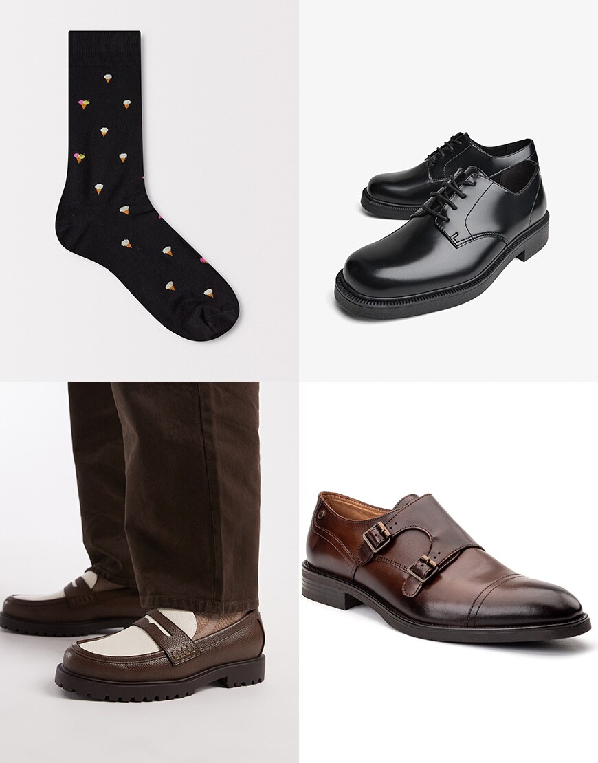 formal shoes and socks collage|ASOS Style Feed
