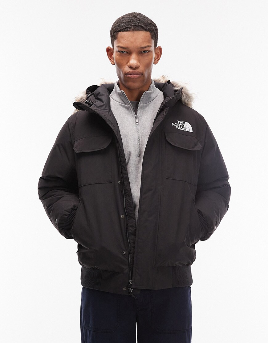 The North Face McMurdo faux fur hooded down bomber in black | ASOS Style Feed