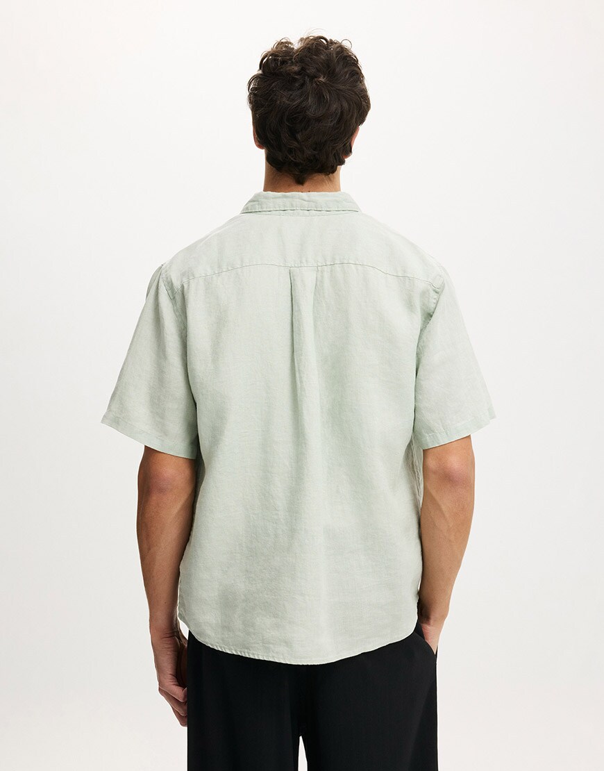 Cotton On Relaxed linen short sleeve shirt in green | ASOS Style Feed