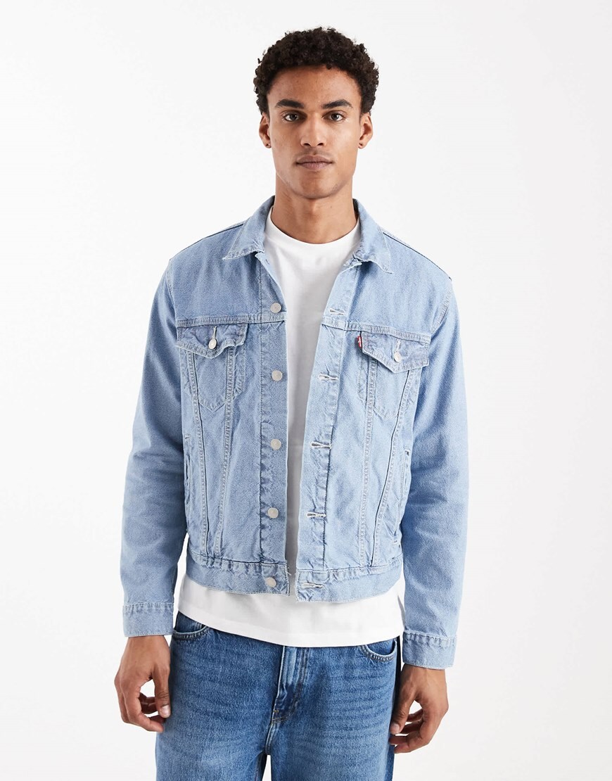 model wearing Levis denim jacket|ASOS Style Feed