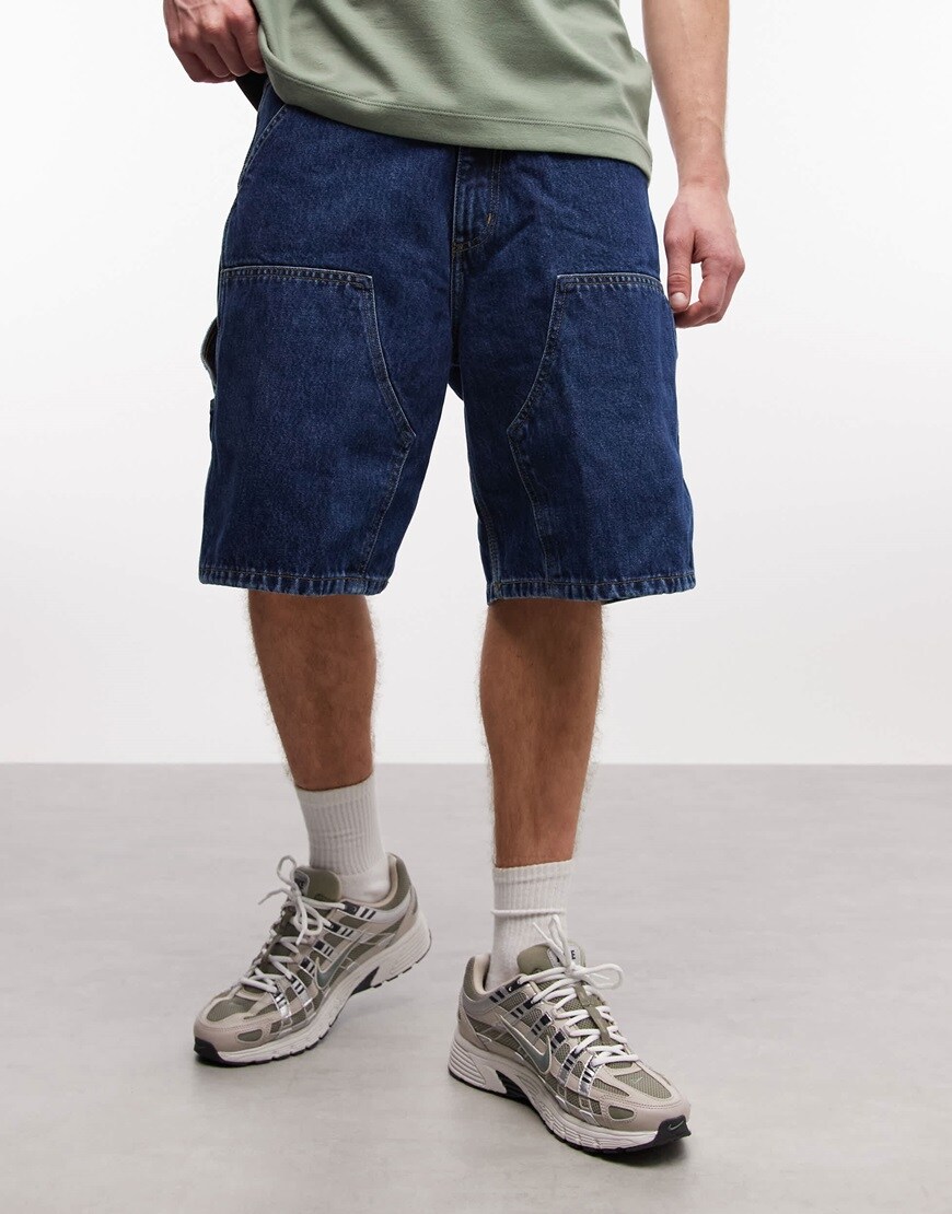 model wearing denim Carhartt WIP shorts|ASOS Style Feed