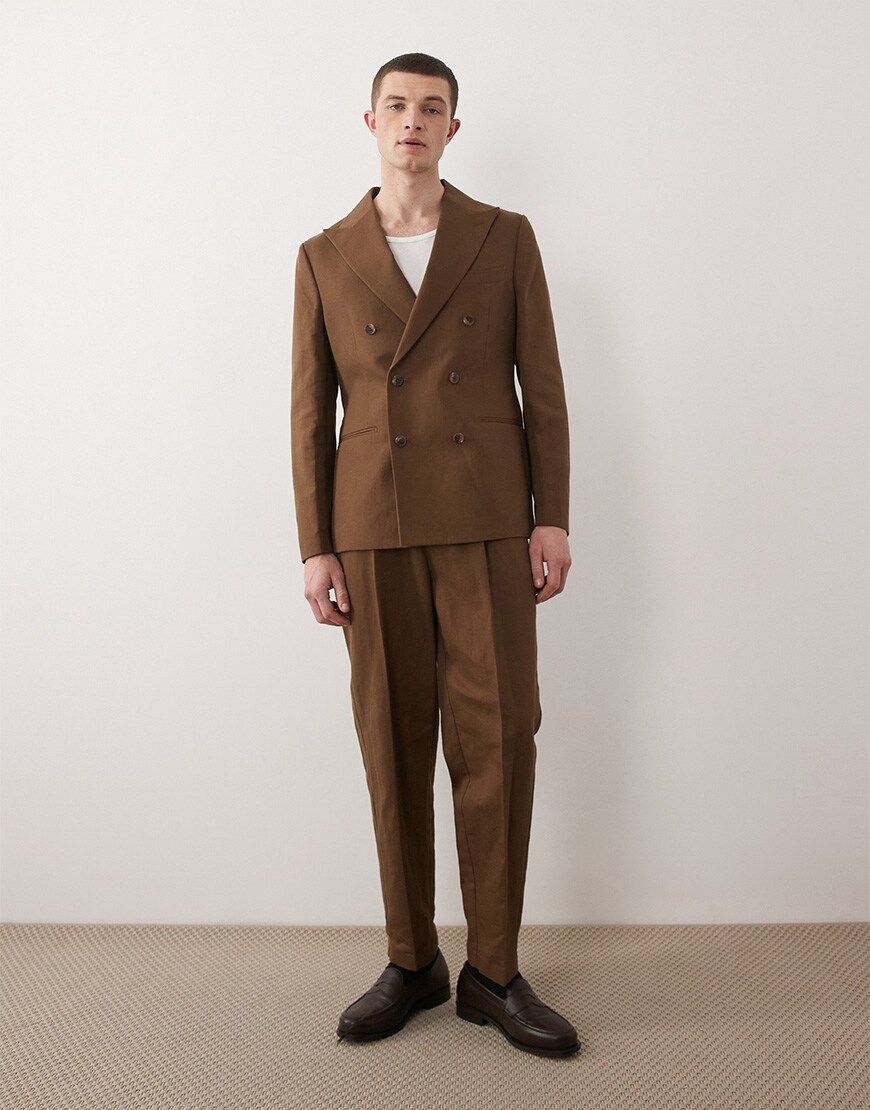model wearing brown suit|ASOS Style Feed