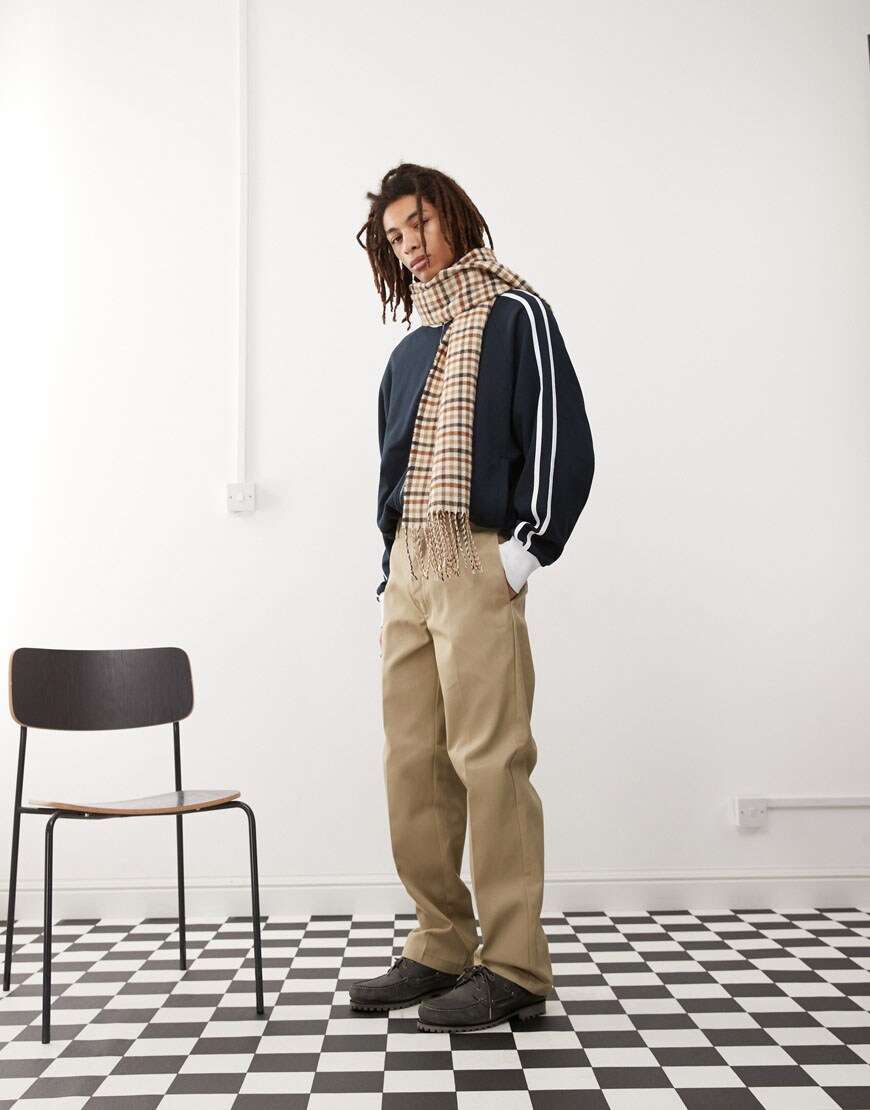 model wearing beige chinos|ASOS Style Feed