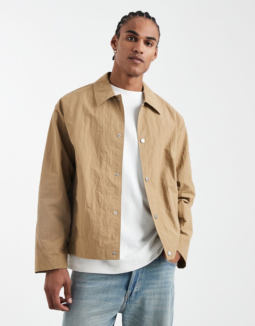 model wearing beige jacket|ASOS Style Feed