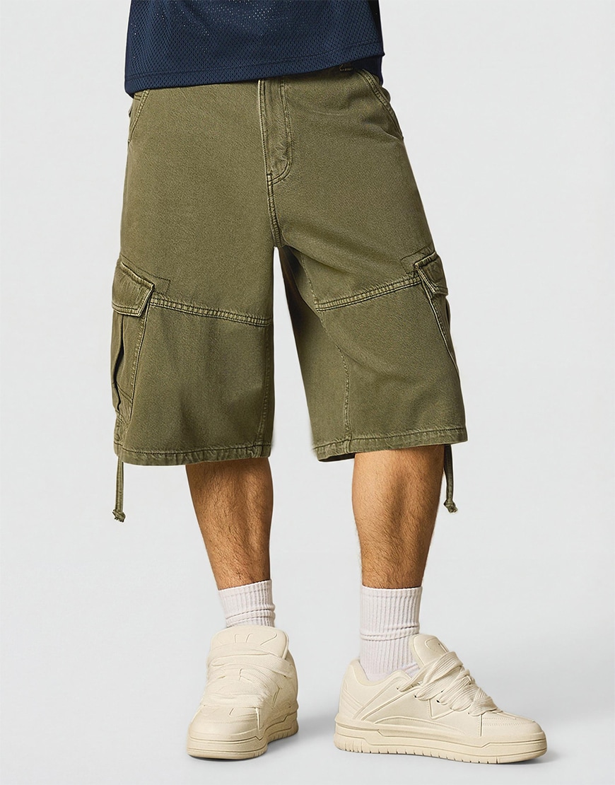 Man wearing khaki shorts
