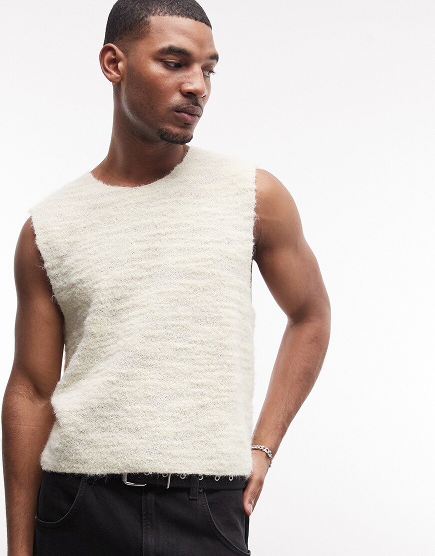 model wearing cream vest|ASOS Style Feed