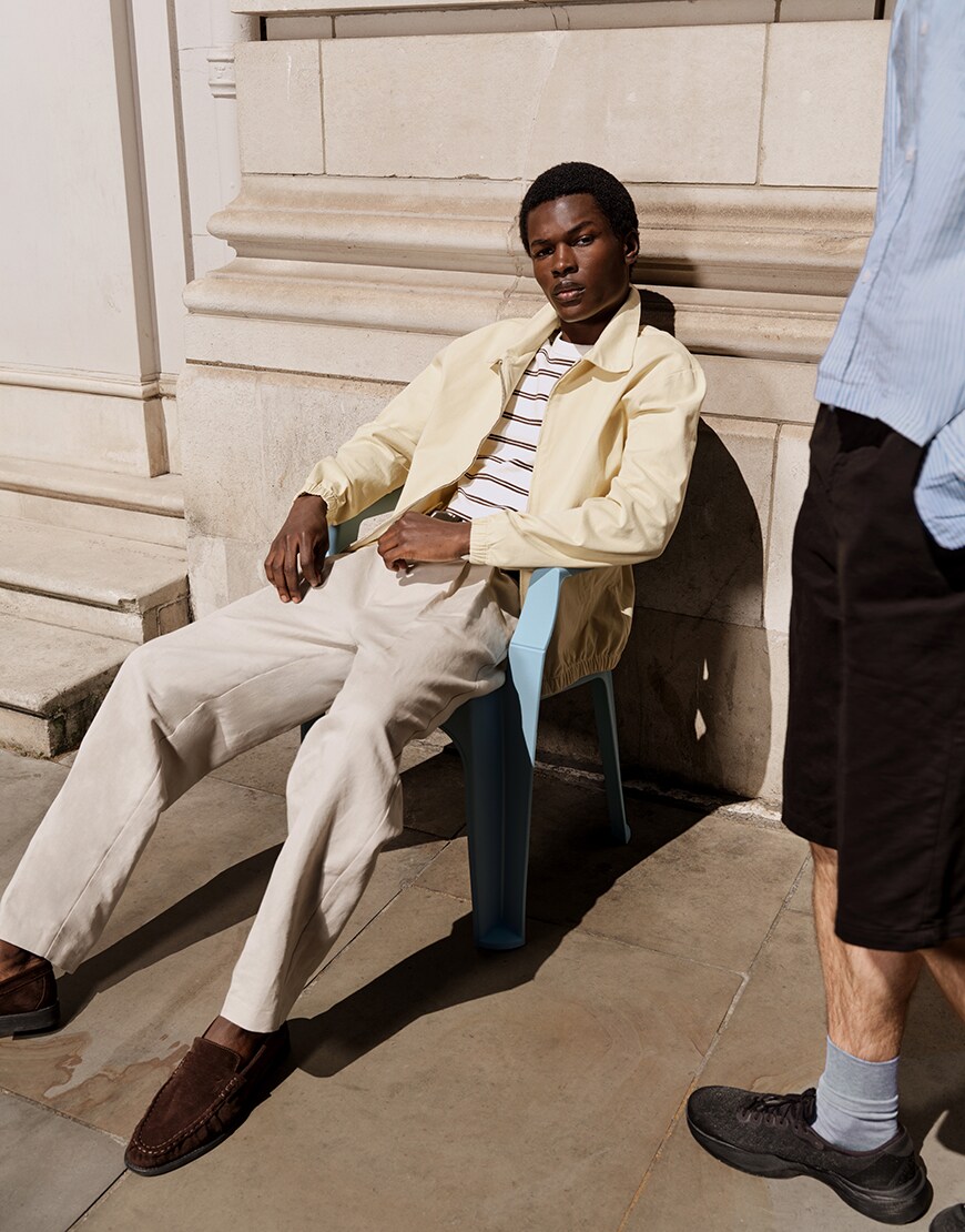 Man wearing yellow jacket and striped shirt | ASOS Style Feed