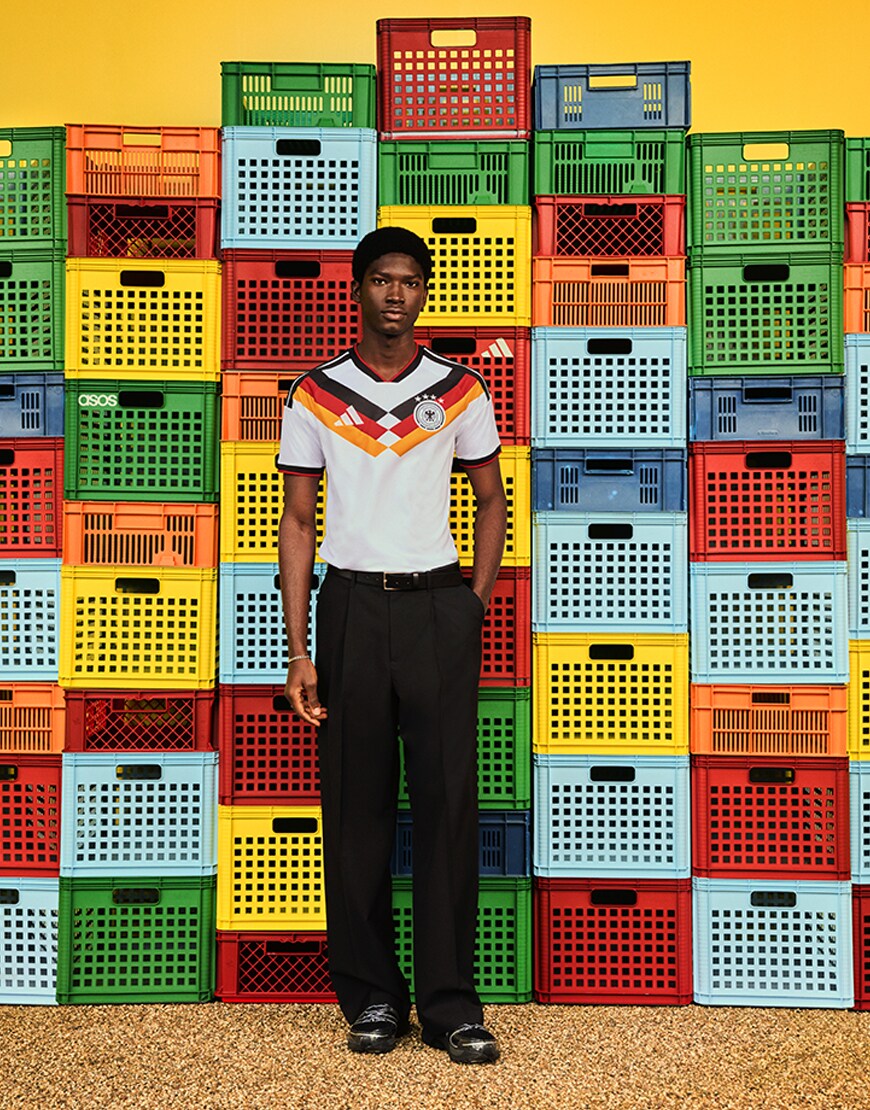 Man wearing the Germany football shirt