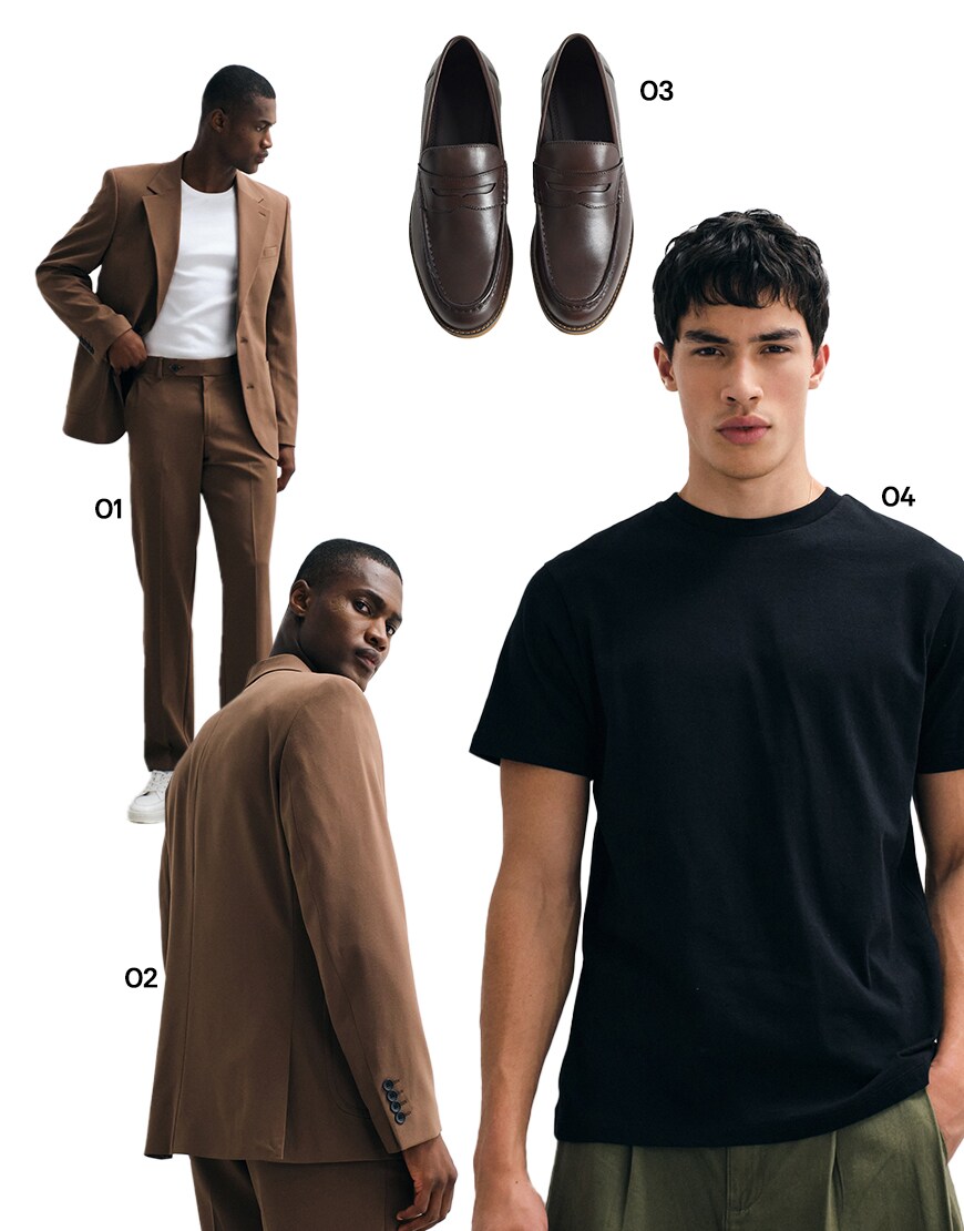 black t-shirt suit look|ASOS Style Feed
