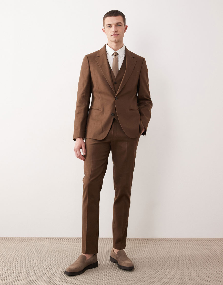 A man wearing a brown suit | ASOS
