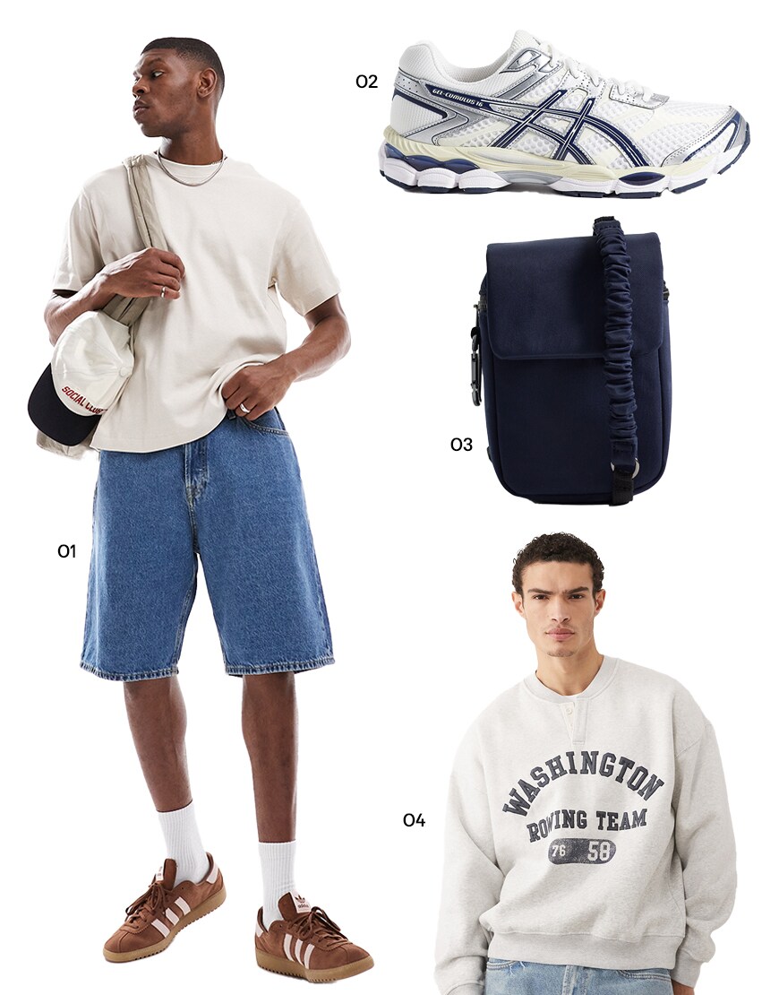 A collage featuring a sweatshirt style Henley top | ASOS