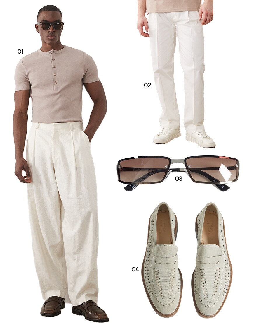 A collage featuring a blue Henley top | ASOS