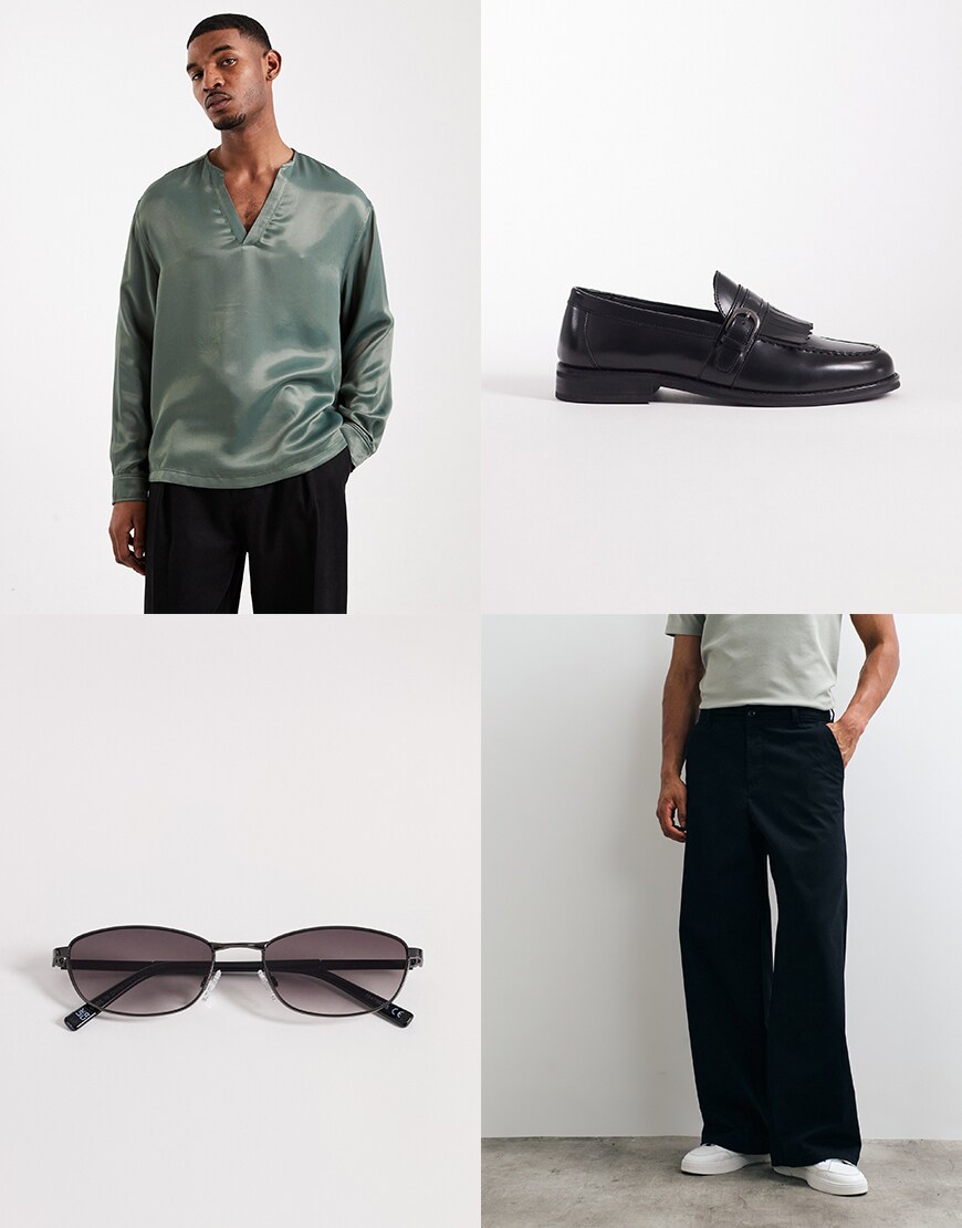 Date night chino outfit collage | ASOS Style Feed 