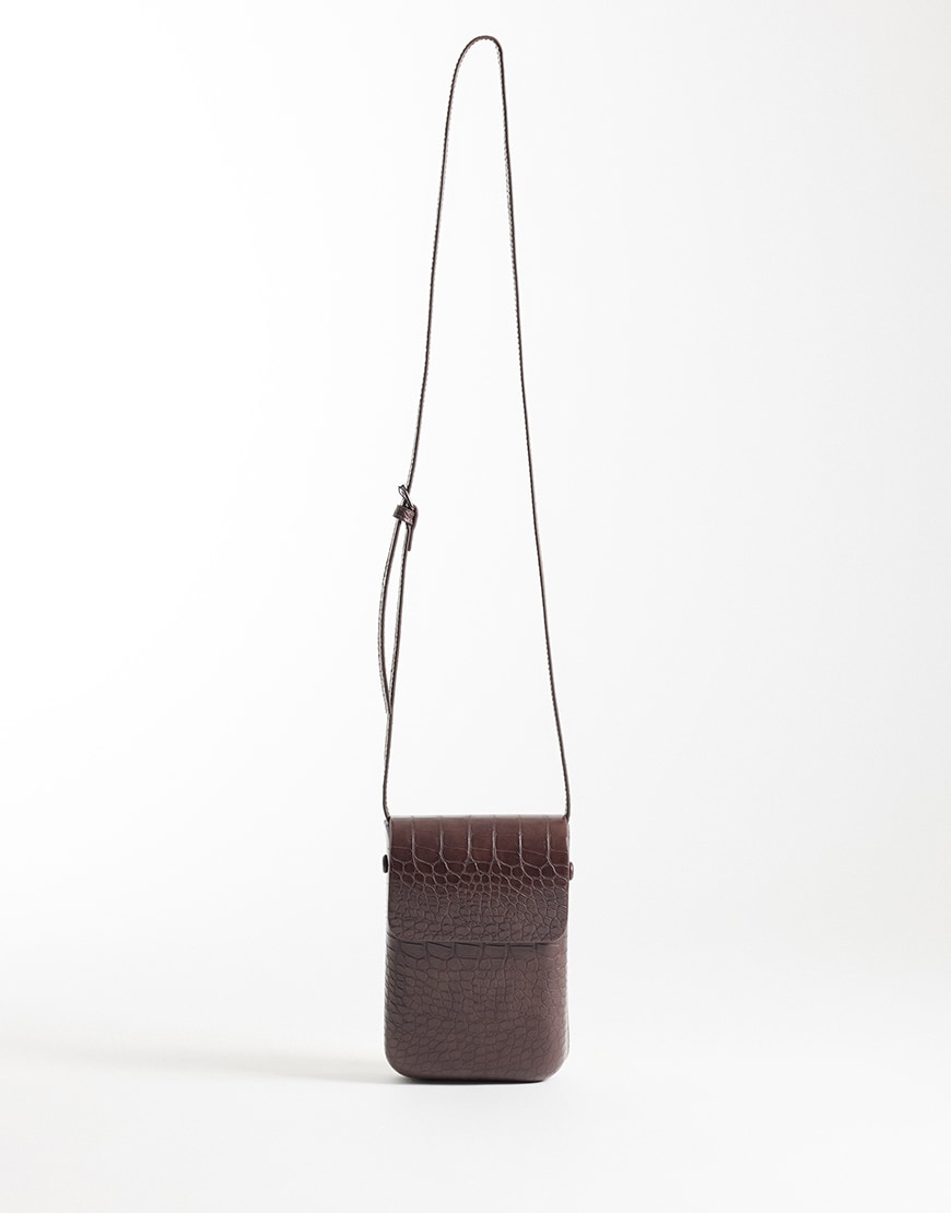 ASOS DESIGN croc crossbody bag in brown | ASOS Style Feed