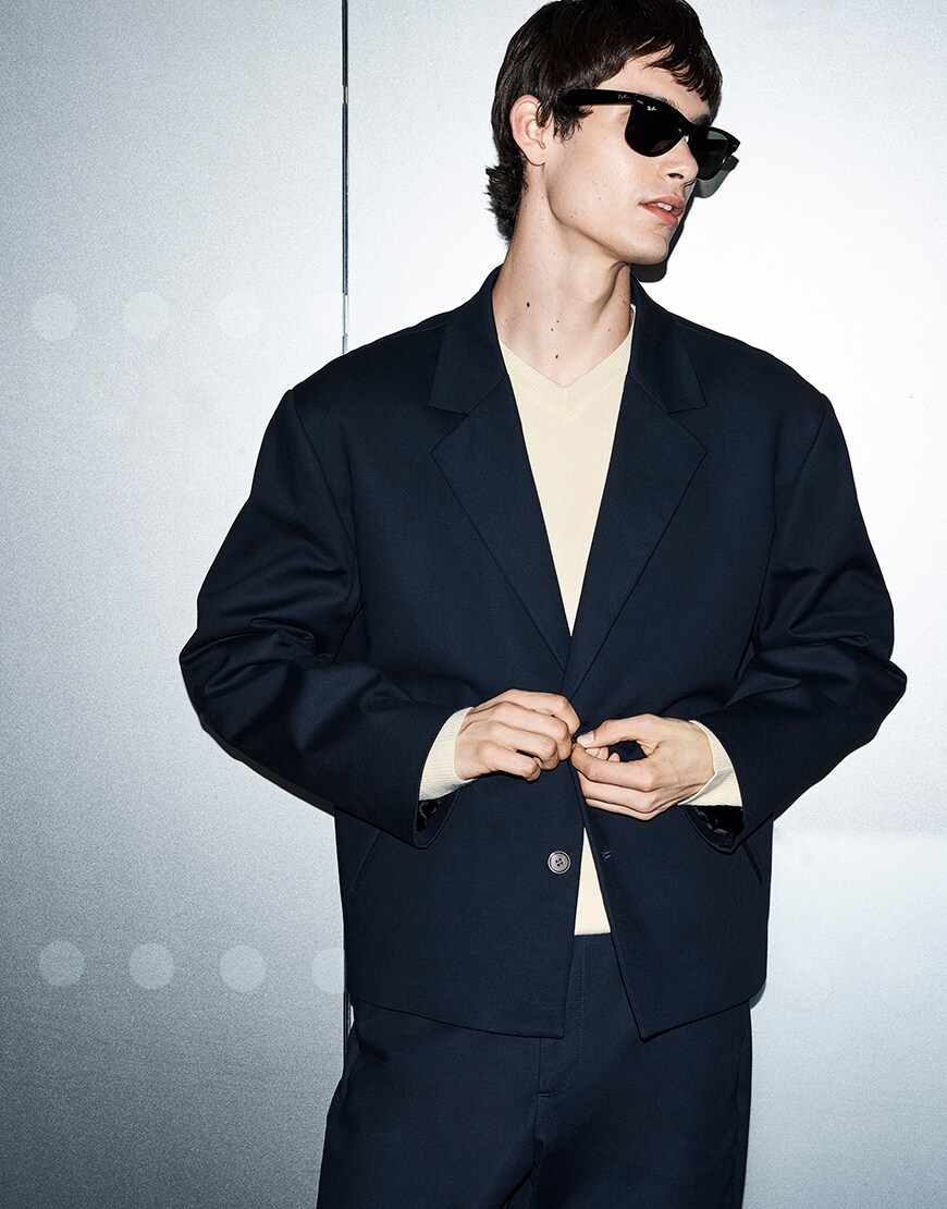 Man wearing boxy suit with butter yellow v neck | ASOS Style Feed