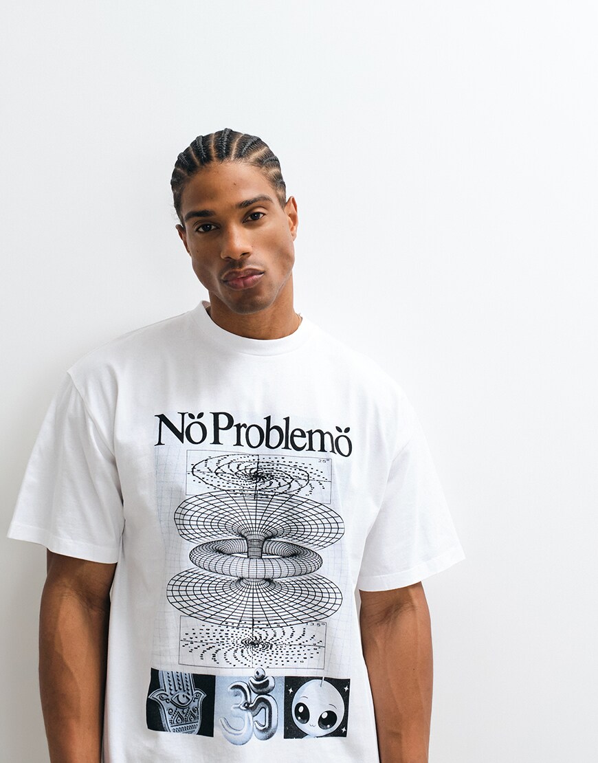 No Problemo 100% cotton Energy t-shirt with back print in white| ASOS Style Feed