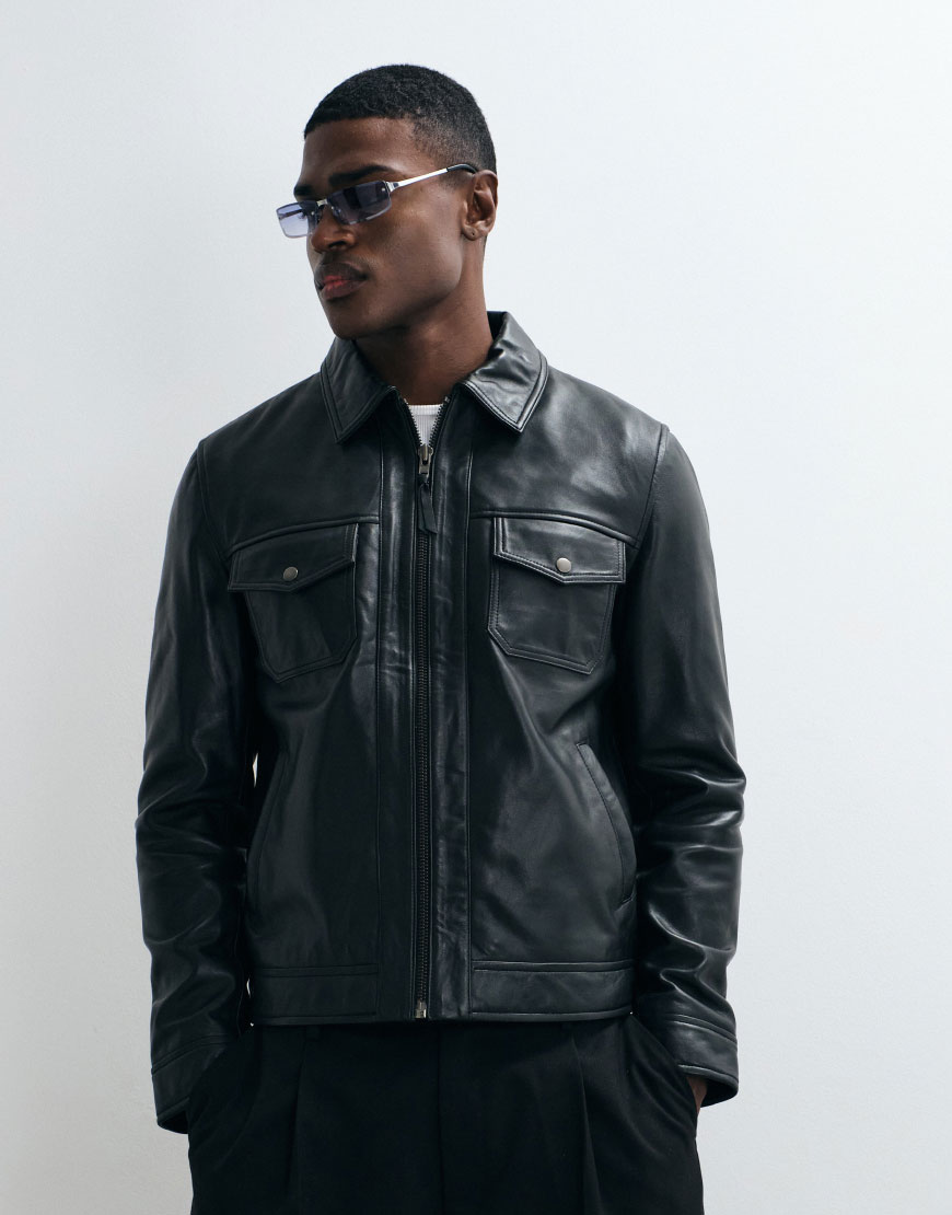 Black Leather Jacket From Barneys Originals on ASOS