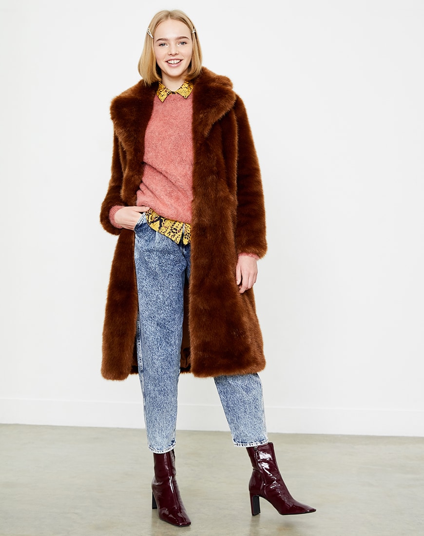 Brown faux fur coat available at ASOS | ASOS Style Feed
