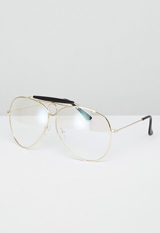 Reclaimed Vintage glasses with clear lens, available on ASOS