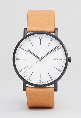 Skagen SKW6352 Signature Leather Watch In Tan, available on ASOS