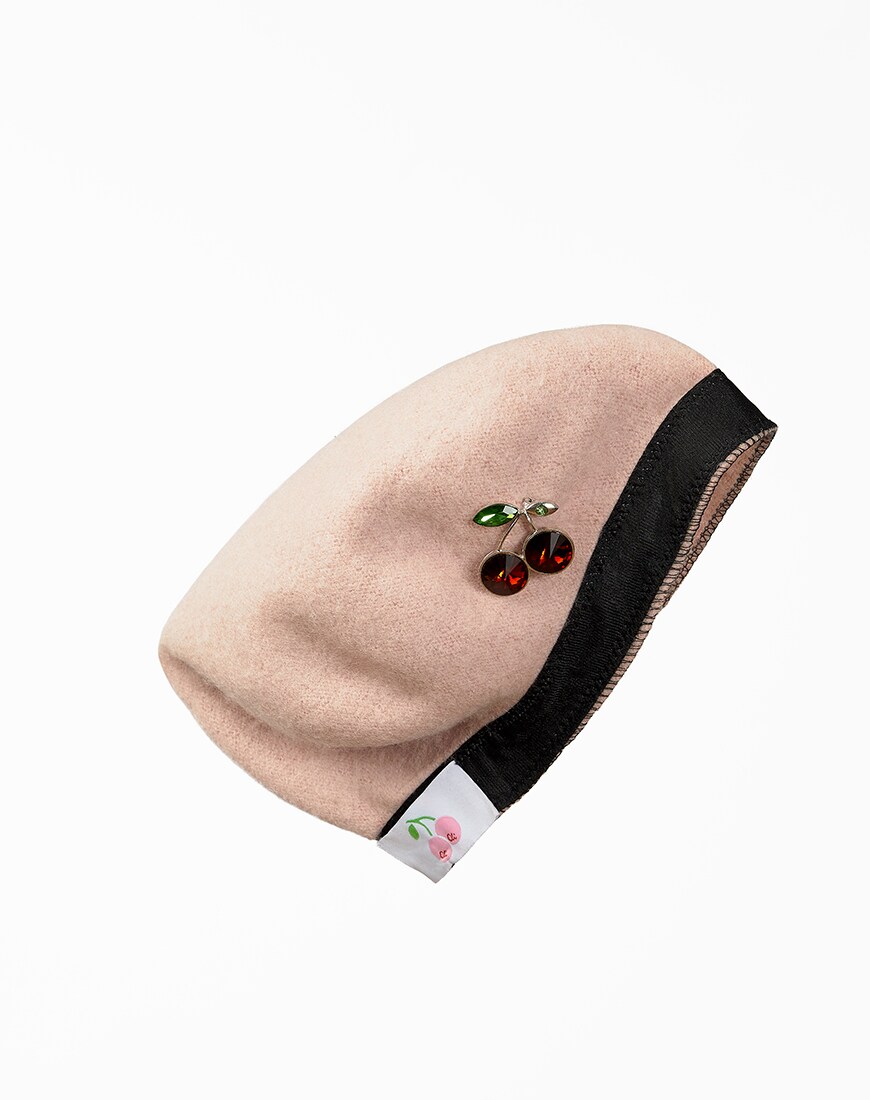 Cli Cli By Clio Peppiatt beret with cherry brooch available at ASOS | ASOS Style Feed