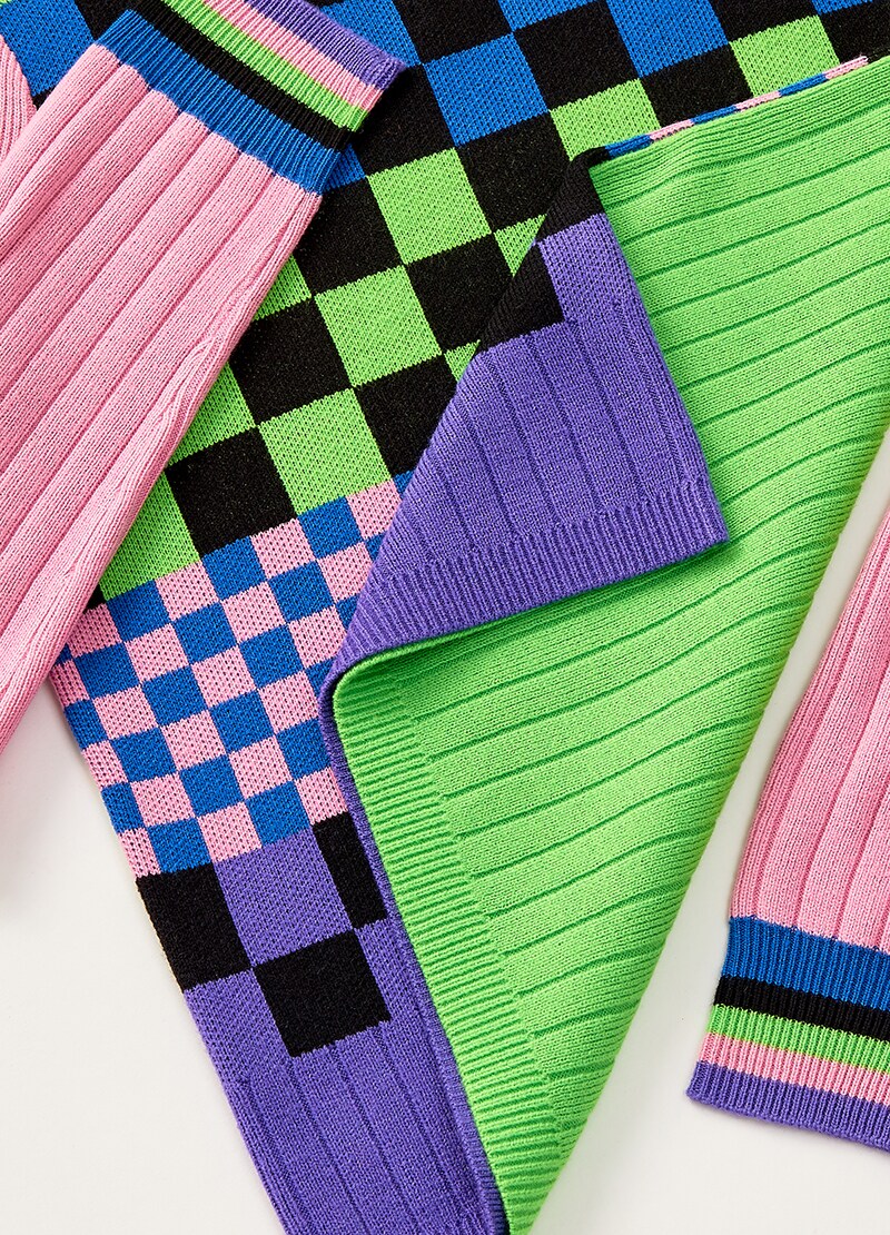 Neon check knit available at ASOS | ASOS Style Feed