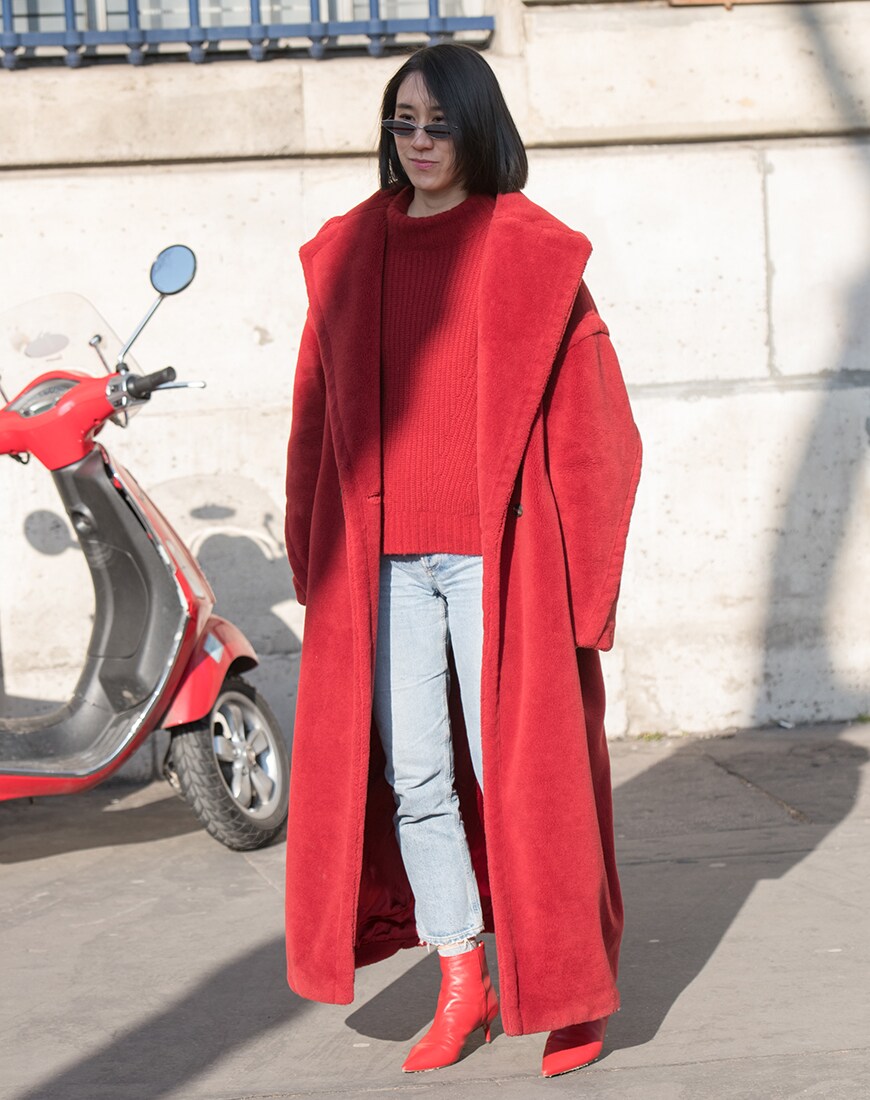 Street style image of a red coat | ASOS Style Feed