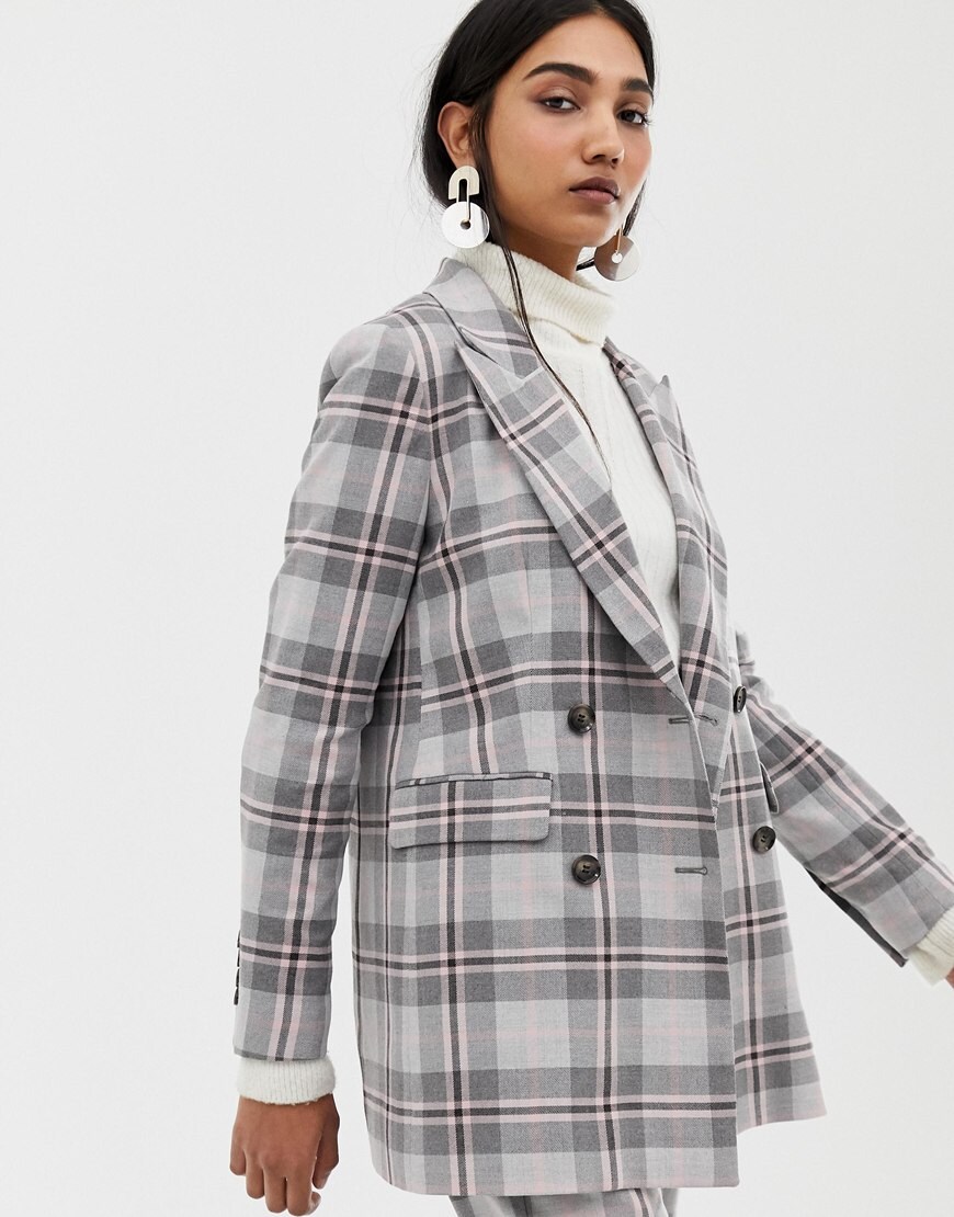 Selected Mika double breasted check blazer | ASOS Style Feed