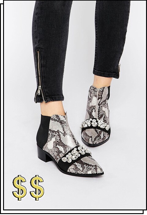 snake effect ankle boots